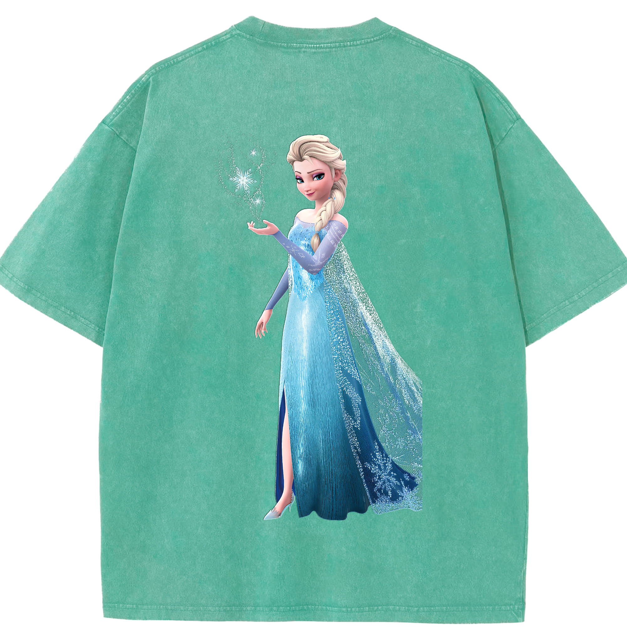 （画像用） アナと雪の女王 アンナ エルサ Frozen Anna Elsa 綿100% ヴィンテージ風 半袖Tシャツ（背面プリント）
